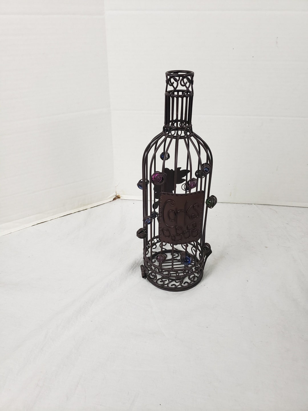 Metal Wine Cork Holder Wire Cage Compact Bar Kitchen Décor Etsy