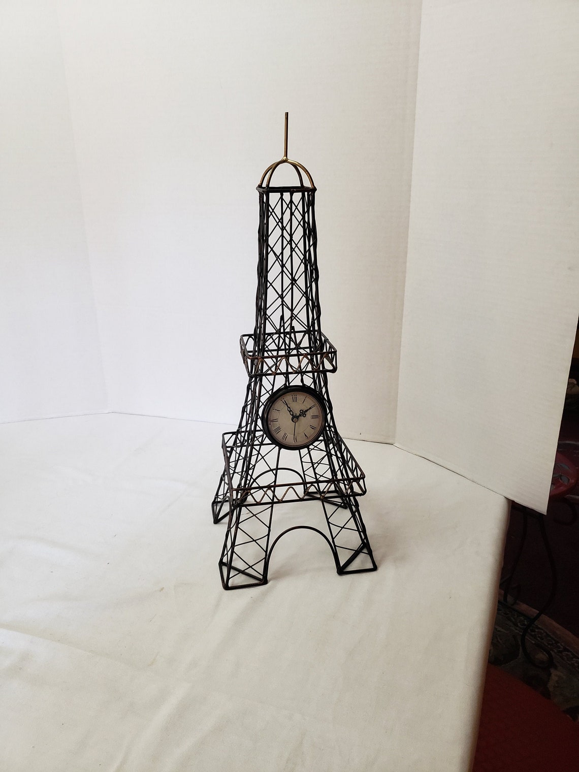 Eiffel Tower Wire Sculpture Statue with Working Clock Etsy