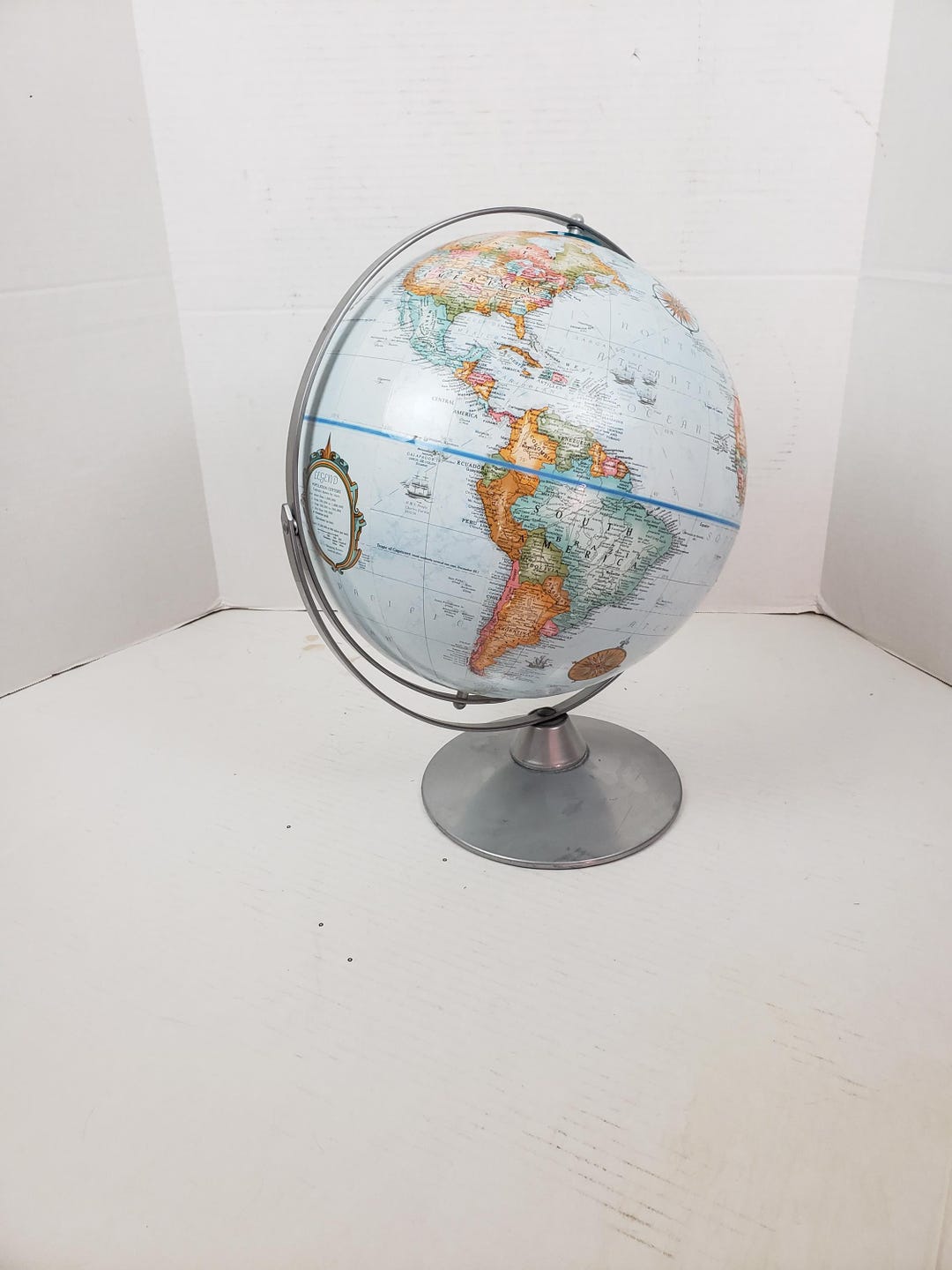 Vintage Replogle 12" World Classic Series Raised Relief Rotating Globe ...