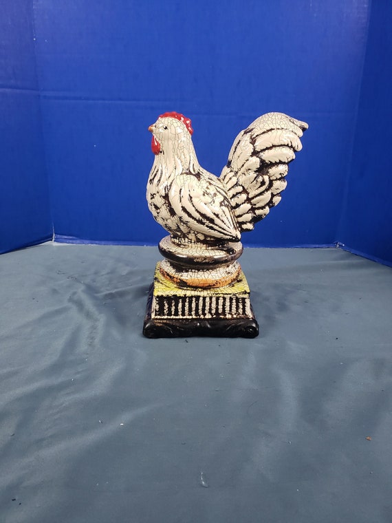 Vintage Ceramic Rooster Statue Sculpture Figurine Chicken Etsy