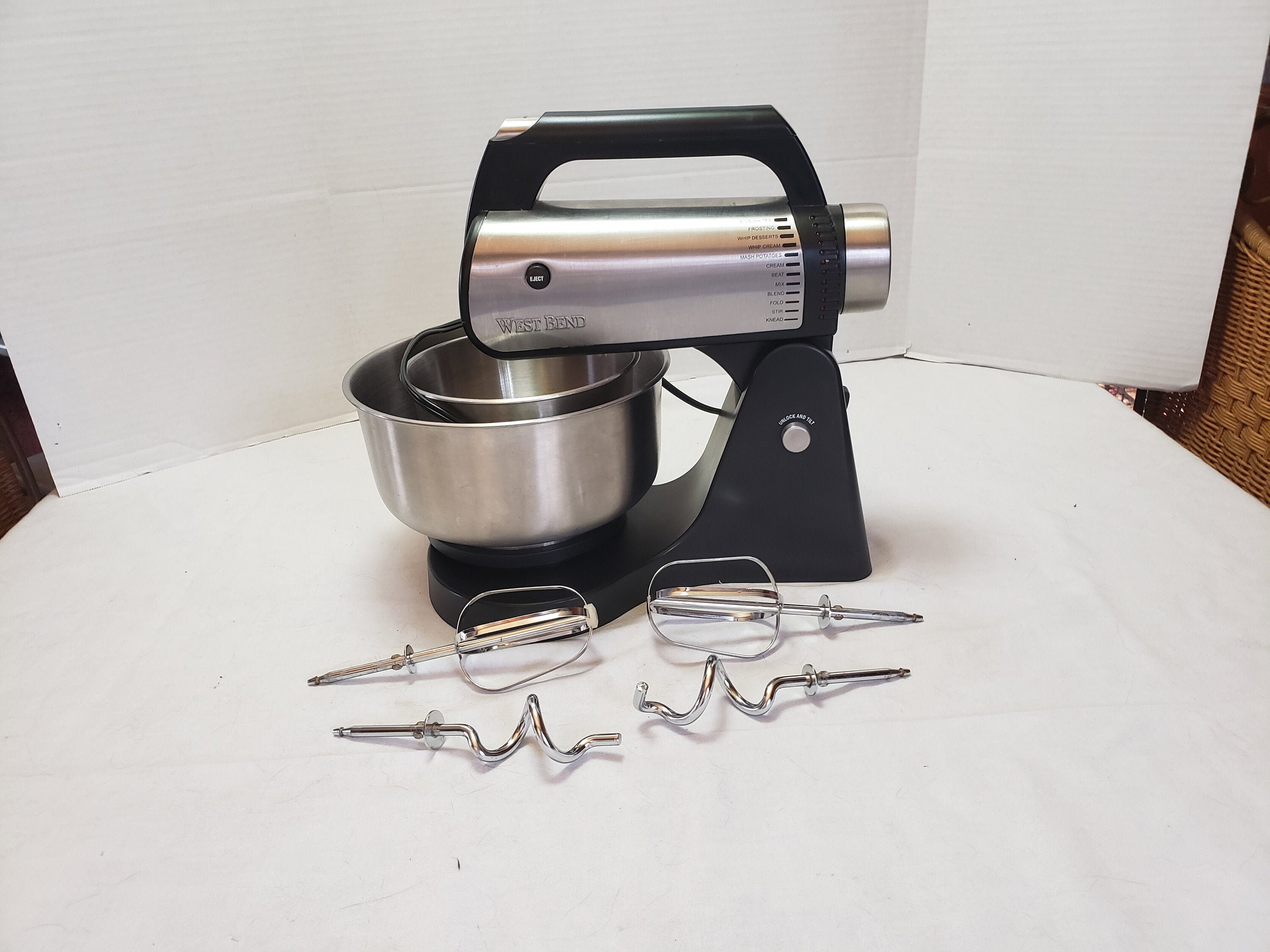West Bend 12 Speed Mixer Black and Silver Two Stainless Steel Etsy