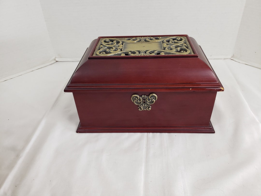 Boîte à Bijoux Vintage En Bois - Diamètre 11,5 Cm, Occasion, Charme Ancien
