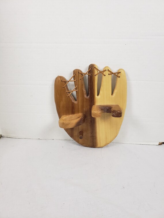 Support mural pour battes de baseball et gants de baseball Finition naturelle