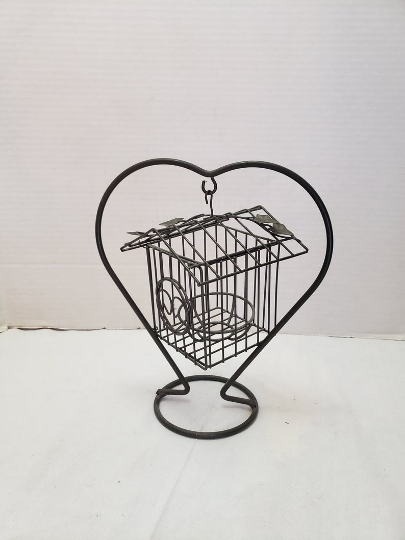 hanging wire heart candle holder 11 x 9 x 6