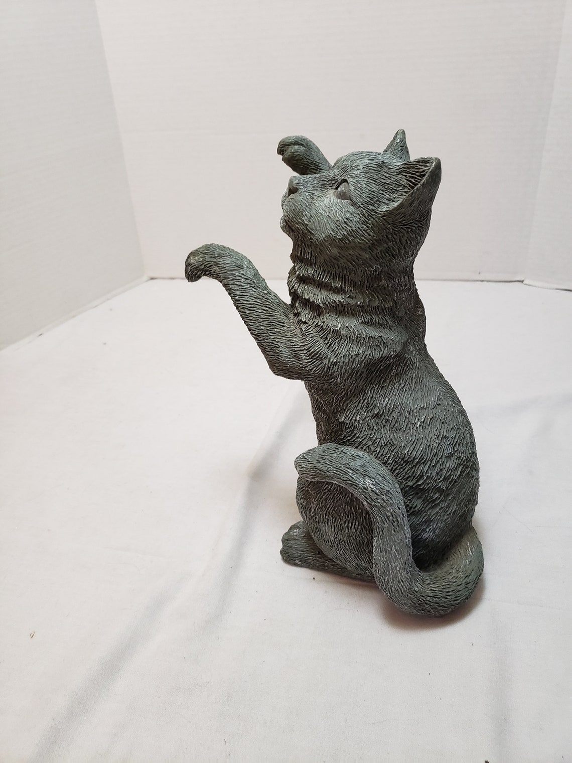 Gray standing begging tabby cat kitten outdoor décor statue | Etsy