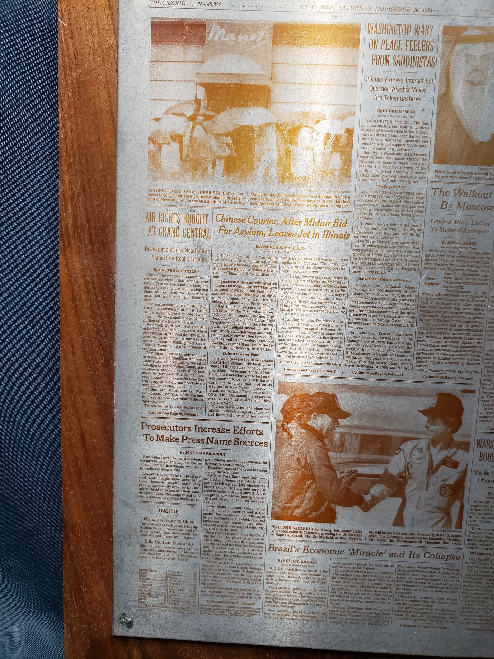 New york times paper front page plaque 112683 Etsy