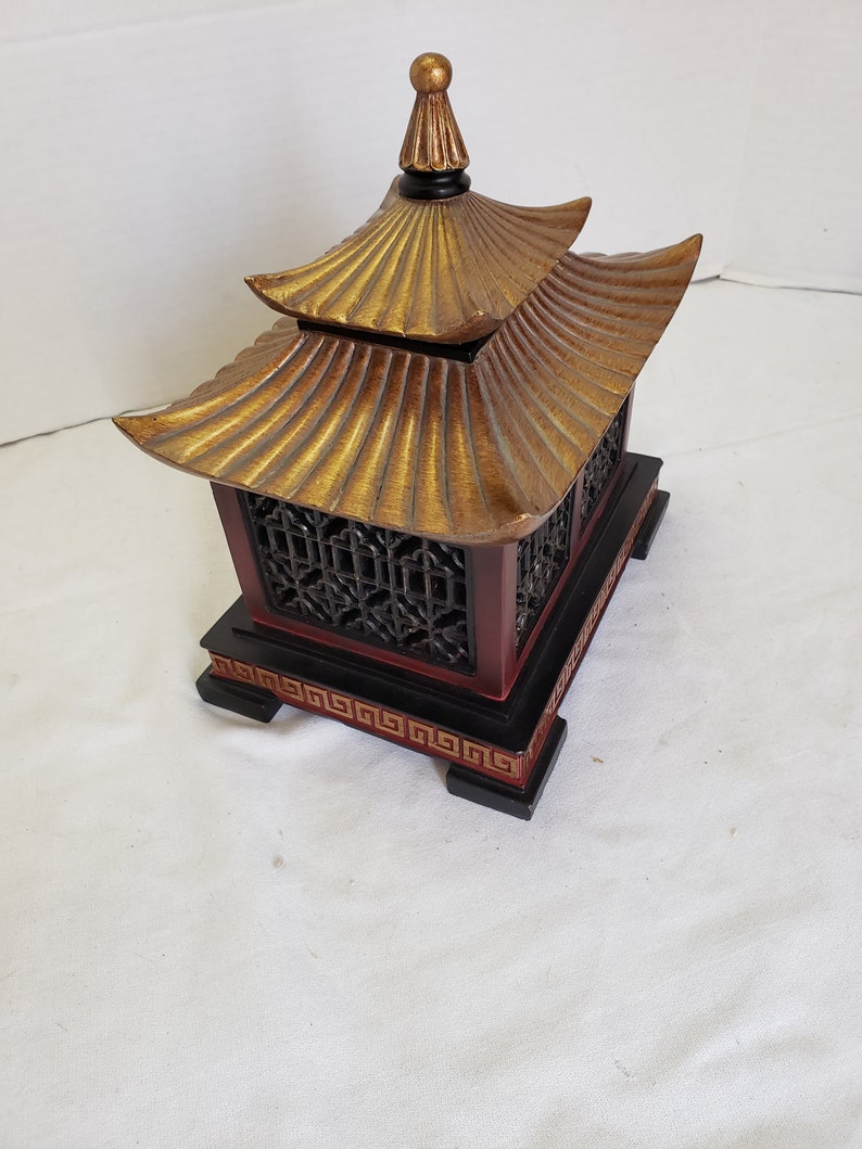 Vintage Asian Temple Trinket Box Jewelry Box Palace 8.5 x 10.5 x 9