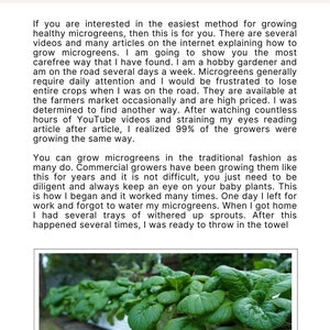 May include: Close-up of a tray of green microgreens growing in a garden setting. The microgreens are lush and vibrant, with a variety of textures and shapes.