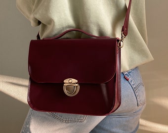 Small  - Leather  - Crossbody   - Satchel - Shoulder Bag - Office Bag Genuine Leather