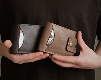 Front Pocket Wallet - Wallet Leather - Bifold Wallet - Card Wallet - Gift for Men - Gift for Women - Crazy Horse Leather - Handmade wallet