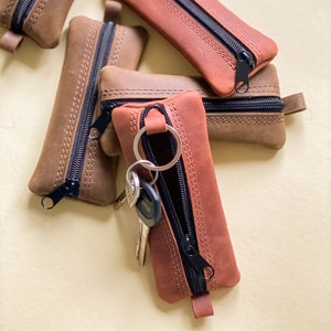 Zipper key case-Genuine leather key holder Key Organizer Handmade Leather Case Gift Idea Case for 10 keys y organize image 1