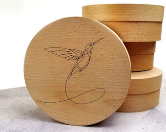 Round wooden box- box with cover-eco friendly - natural-little box- Box with engreaving