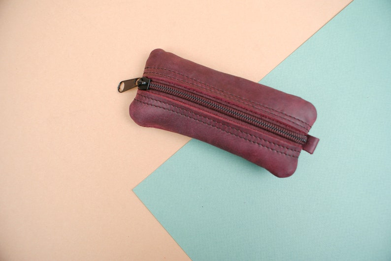 Zipper key case-Genuine leather key holder Key Organizer Handmade Leather Case Gift Idea Case for 10 keys y organize image 4