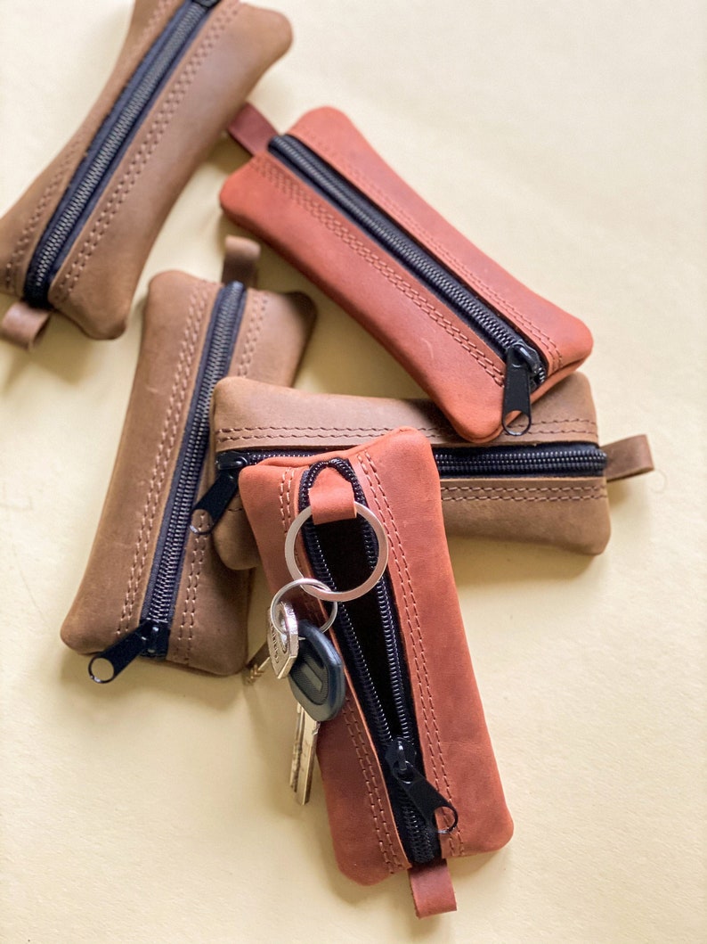 Zipper key case-Genuine leather key holder Key Organizer Handmade Leather Case Gift Idea Case for 10 keys y organize image 1