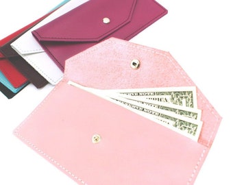 Wedding leather envelope for money-Monogram leather envelope-Mini leather envelopes-cash envelope