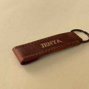 Personalized Leather Keychain, Customized Keychain,Gold Foil Available image 1