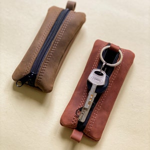 Zipper key case-Genuine leather key holder Key Organizer Handmade Leather Case Gift Idea Case for 10 keys y organize image 2