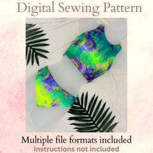 PDF Swimsuit Sewing Pattern – High Waisted Two Piece Bathing Suit – DIY Swimwear for Women – Digital Download – Beginner Friendly Sewing