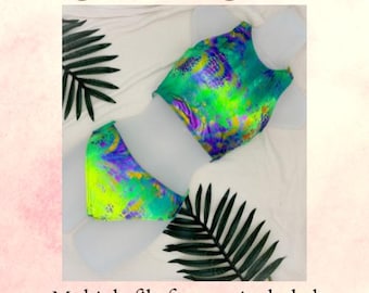 PDF Swimsuit Sewing Pattern – High Waisted Two Piece Bathing Suit – DIY Swimwear for Women – Digital Download – Beginner Friendly Sewing