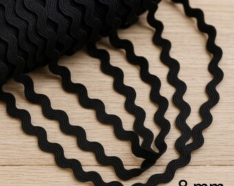 Ric Rac Trim | 1, 3, 5, or 10 Yard Packs | Sewing & Craft Ribbon | DIY Supplies for Handmade Projects| Ric Rac Ribbon | Ric Rac Sew - Black