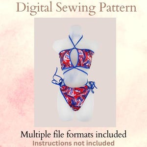 PDF Swimsuit Sewing Pattern – High Waisted Two Piece Bathing Suit – DIY Swimwear for Women – Digital Download – Beginner Friendly Sewing