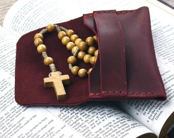 Handmade Leather Rosary Case. Ladies Prayer Essentials