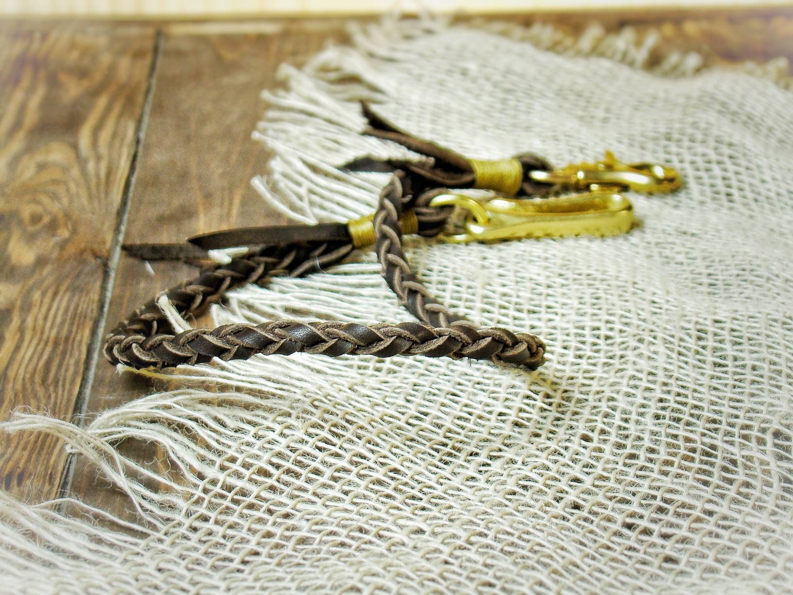 Trucker wallet with leather lanyard Solid brass Chain Mens Etsy