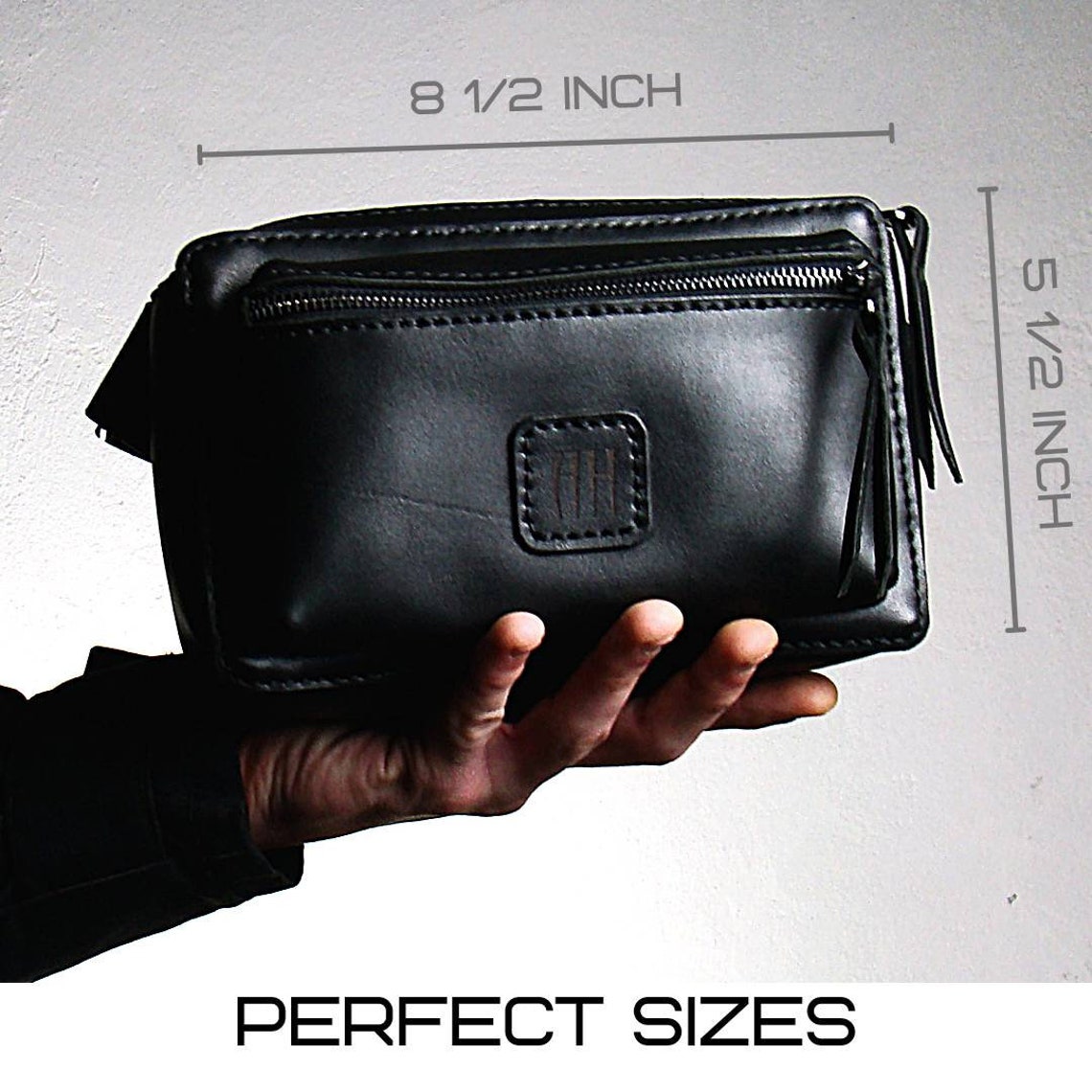 Black leather fanny pack Crossbody mens hip bag Festival bag Etsy