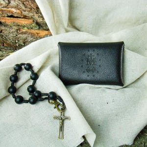 Rosary Pouch Brown Leather Handcrafted Prayer Bag Catholic Accessories Men Brown Rosary Bead Holder for Baptism Leather Brown Rosary Pouch