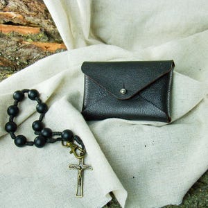 Rosary Pouch Brown Leather Catholic Rosary Pouch Handmade Brown Leather Prayer Bag Men's Rosary Bead Holder Unique Baptism Leather Accessory