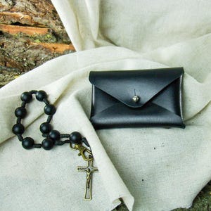 Rosary Pouch Black Handcrafted Holder for Men Leather Rosary Pouch Prayer Bag Leather Rosary Bead Catholic Accessory Leather Baptism Gift