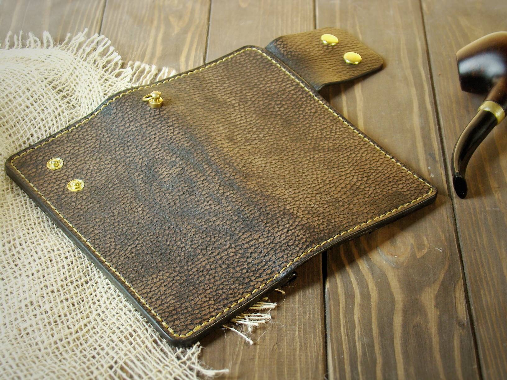 Trucker wallet with leather lanyard Solid brass Chain Mens Etsy