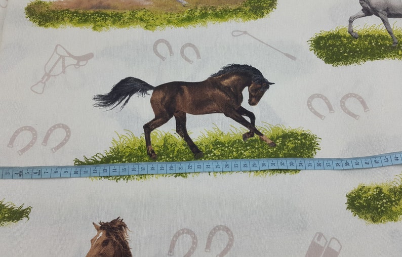 Horse fabric by the yard Horse print fabric Horseshoe fabric Etsy