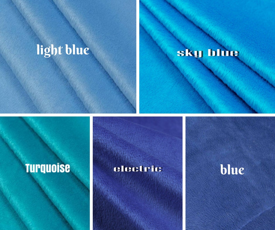 Blue minky plush fabric 5 shades of blue plush fabric sky blue Etsy