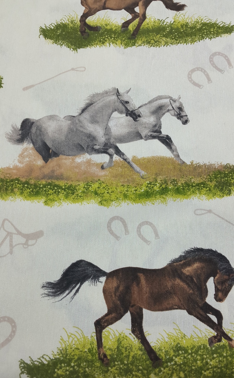 Horse fabric by the yard Horse print fabric Horseshoe fabric Etsy