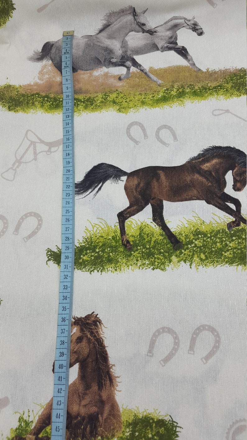 Horse fabric by the yard Horse print fabric Horseshoe fabric Etsy