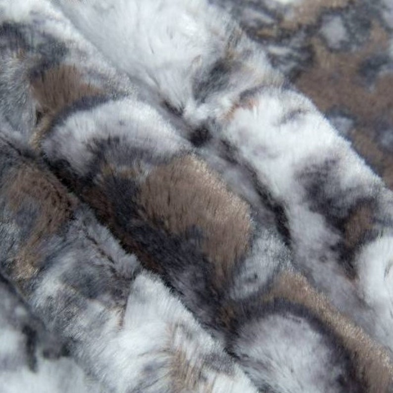 Faux fur fabric Grey Minky Rabbit artificial fur white brown Etsy