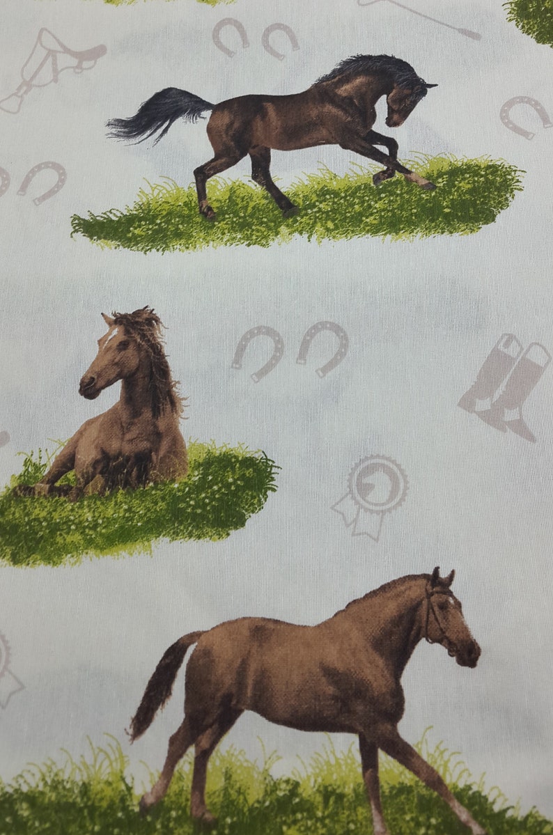 Horse fabric by the yard Horse print fabric Horseshoe fabric Etsy