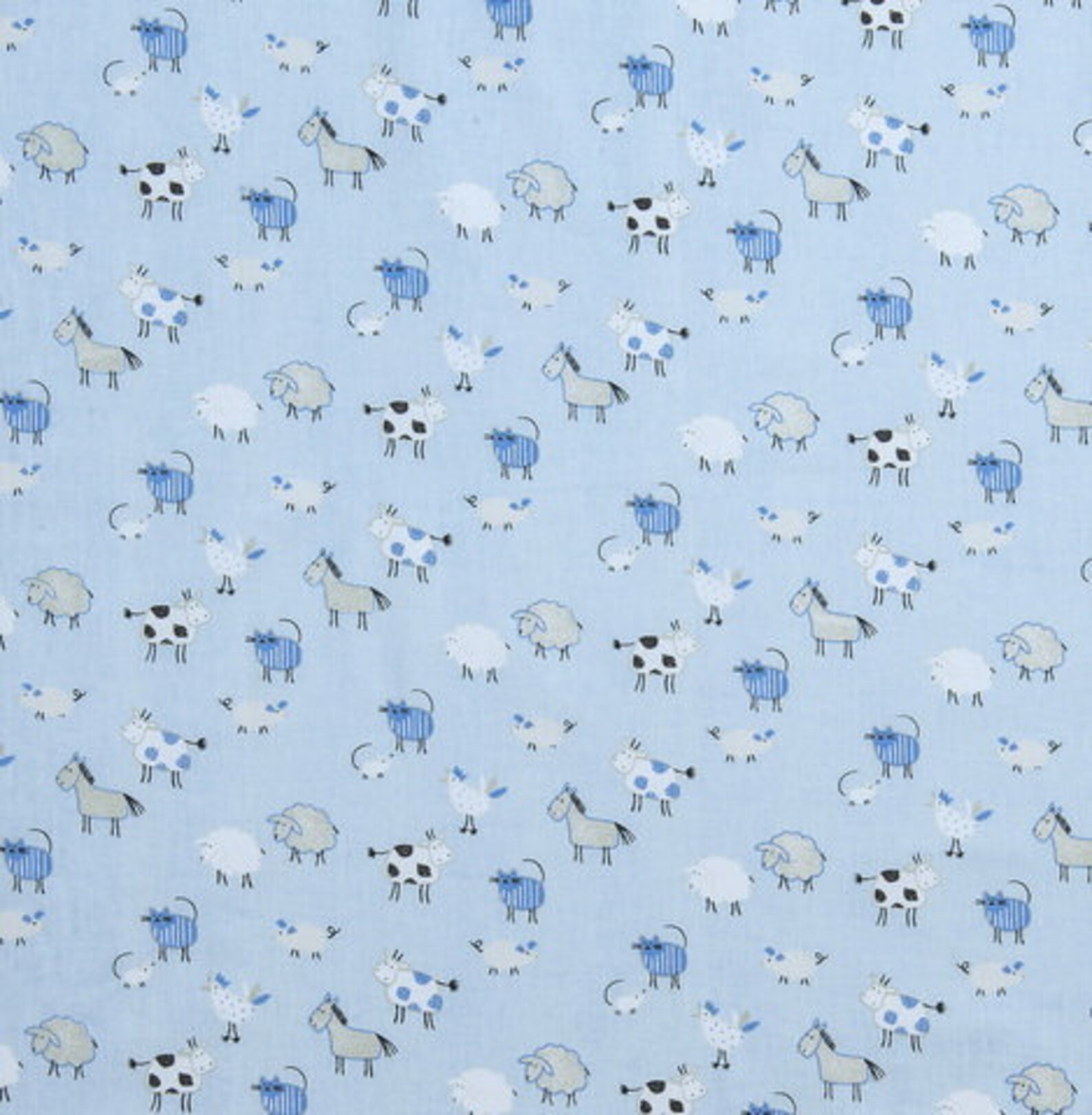 Cow Fabric Horse Print Cotton Farm Animals Print Fabric White Etsy