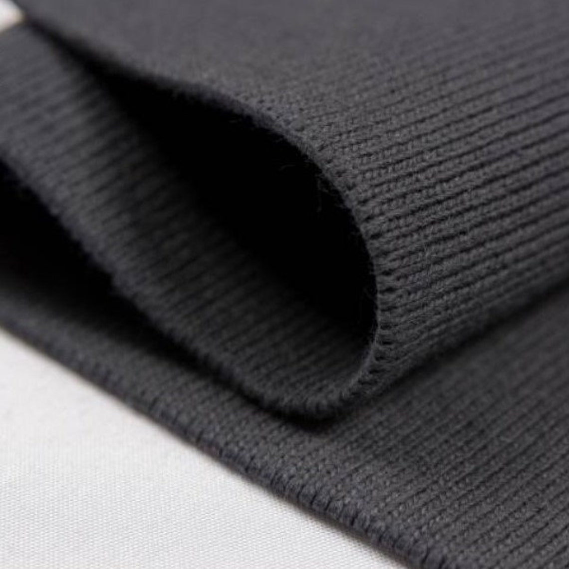 Knit cuff fabric Cotton ribbed knit Premade collar fabric Etsy