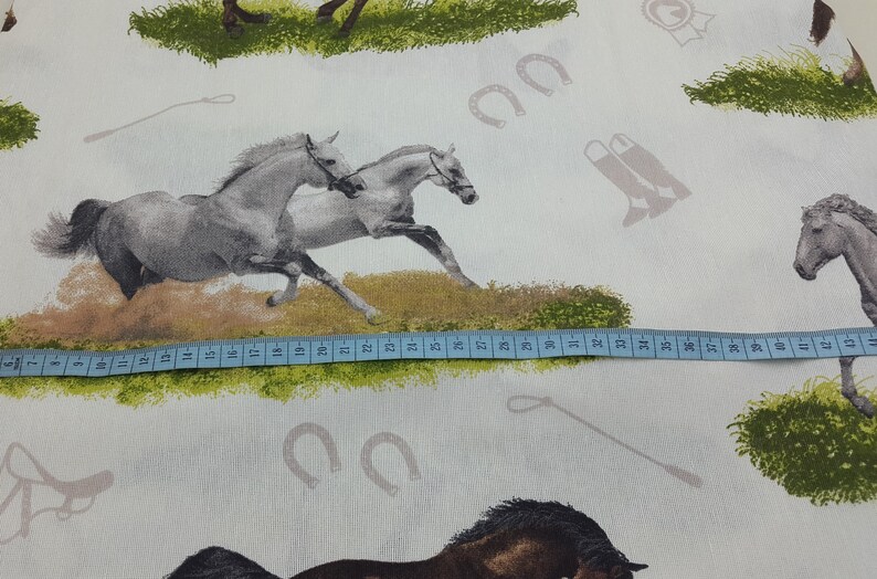 Horse fabric by the yard Horse print fabric Horseshoe fabric Etsy