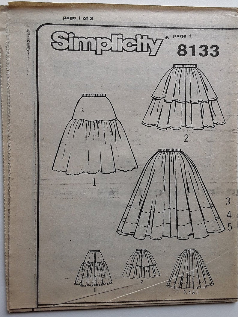 Simplicity 8133 Misses' Uncut, Waist 24-28 Waist, Skirts & Petticoats ...