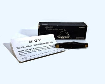 Vintage Sears pen knife 95421, 2-blade folding pocket knife with box
