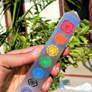 AMAZING 7 PROTECTION POWER !!! or High Quality 150MM |~|5.90 “inch| White Selenite  Stone Healing Metaphysical 4 faceted Point Obelisk Tower