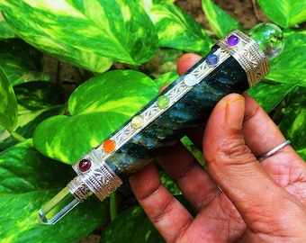 Beautiful ~ 115MM | 7 Chakra Green Kyanite Stone Minerals 8 faceted Massage Crystal Pencil Point Wand Stick
