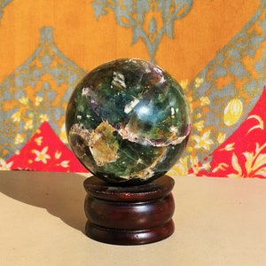 GLOMOROUS!!!!! A++Quality |70MM | Rainbow Fluorite Quartz Stone Healing Metaphysical  SPHERE.