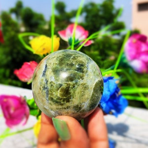 Beautiful ~55MM ~ Green Vesuvianite Stone From Italy Healing Metaphysical SPHERE BALL