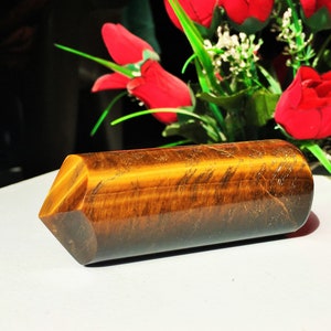Gorgeous 90MM Tiger Eye Crystal Healing Natural Stone Unique Design Cylinder Point