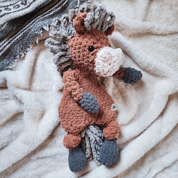 Medium Crochet Horse Snuggler | Horse Lovey |Crochet Animal Toy | Gift for Kids