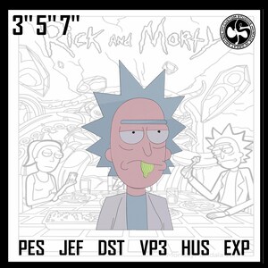 Rick and Morty - embroidery design, digital file, cartoon character embroidery, anime embroidery design, embroidery file